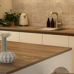 Cuisine avec un plan de travail mixte